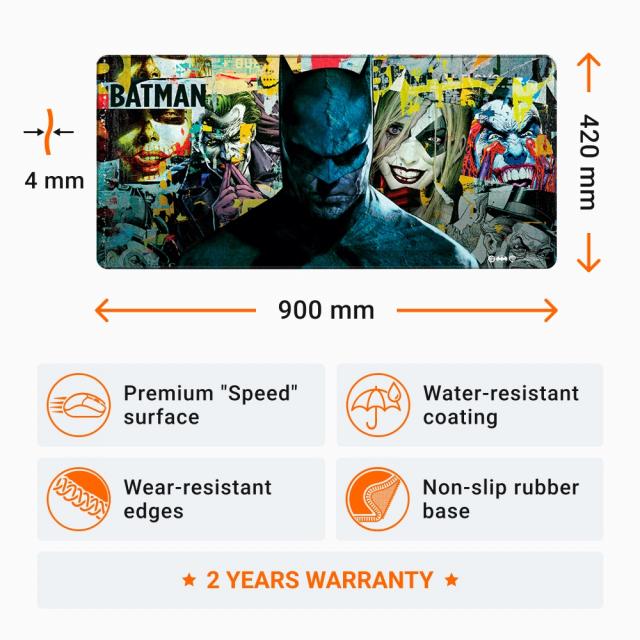 Mousepad DC Batman: Torn Collage - Batman and Villains, XL 