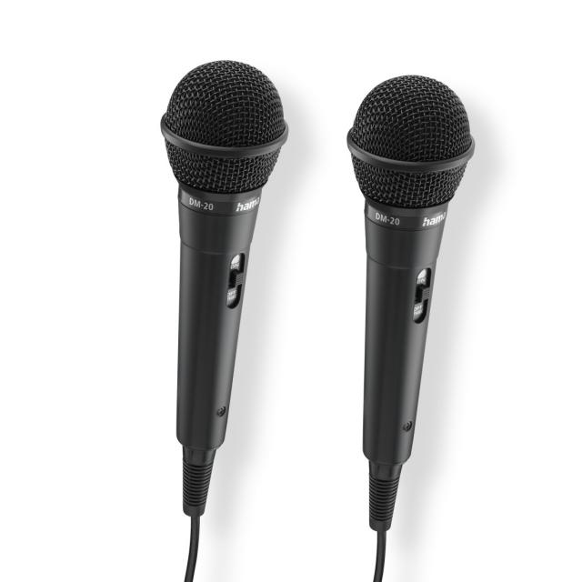 Hama “Karaoke” Dynamic Microphone, Jack Cable 2.5 m + Adap., On/Off, Set of 2