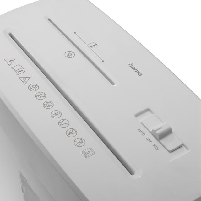 HAMA Шредер „Prime M50CD-B“, ниво на сигурност P5 T2 E2 O1, бял 