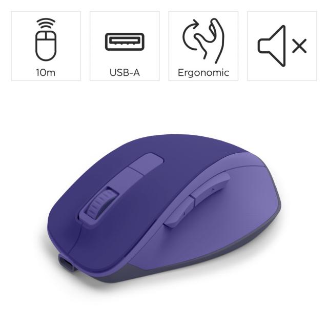 HAMA Безжична оптична мишка WM-500 Recharge, 6 бут.,800/1200/1600 dpi, безшумна, лилаво 