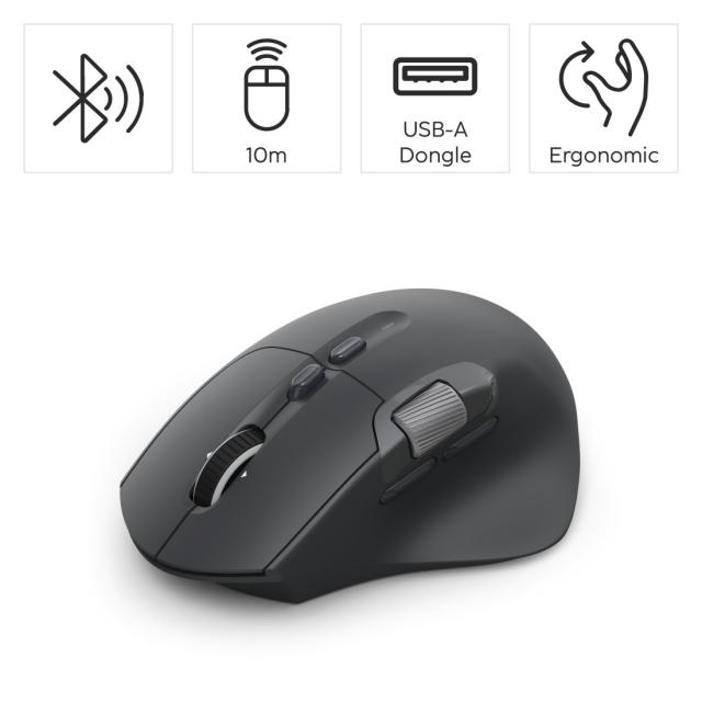 HAMA Мишка „WM-900“ мултифункционална, ергономична, Bluetooth, батерия, RGB, черна 