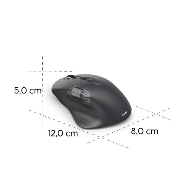 HAMA Мишка „WM-900“ мултифункционална, ергономична, Bluetooth, батерия, RGB, черна 