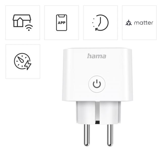 HAMA Смарт мини  WiFi контакт 3680W, 16A с прил. за измерване на ен.консумация 