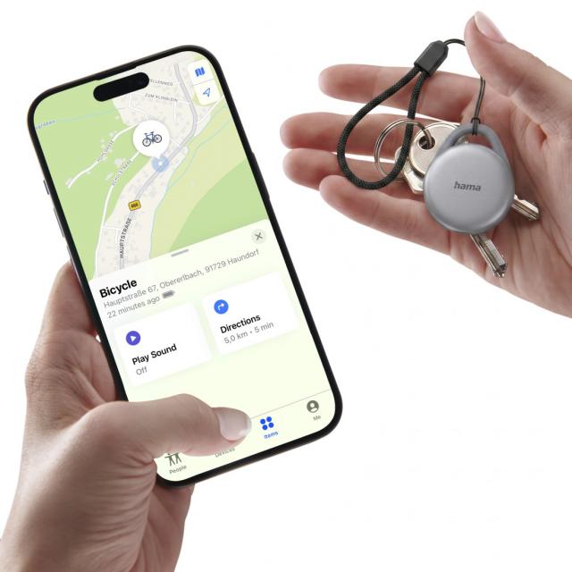HAMA Тракер съвместим с Android и Apple, Bluetooth, USB-C, акумулаторна батерия 