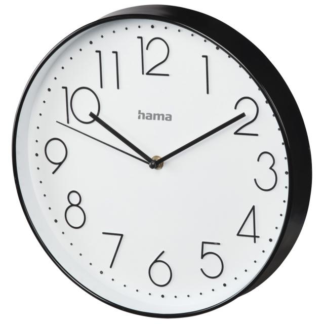 Стенен часовник Hama Elegance, Тих, 30 см., Бял/Черен 