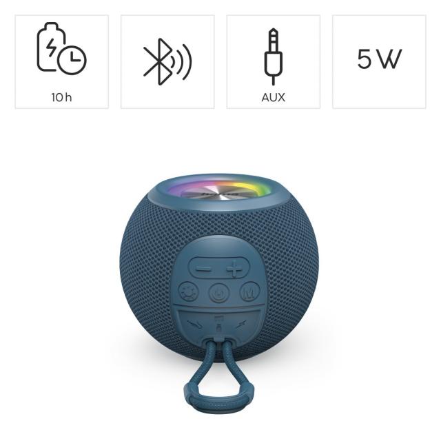 Hama "Ball Shape Speaker" Bluetooth® Loudspeaker, 5 Light Modes, 5W, blue 