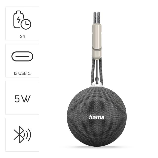 HAMA Блутут колонка "MagBuddy", 5 W, сива 