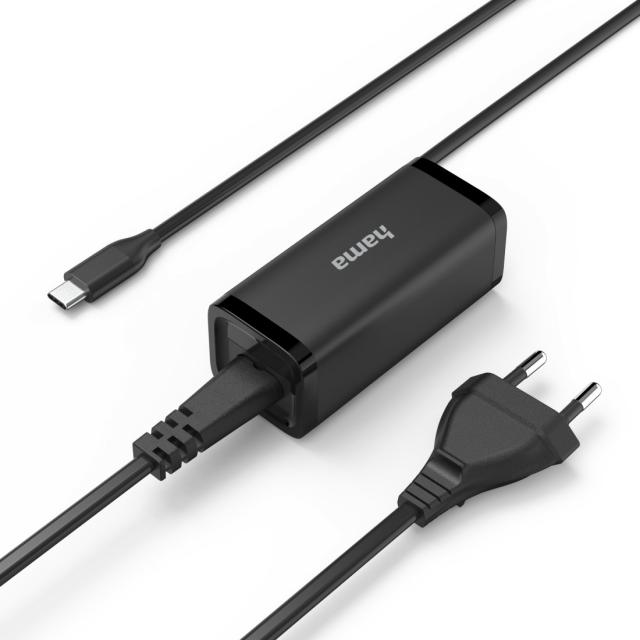 HAMA Зарядно за лаптоп, USB-C PD, GaN, 5-20V/65 W 