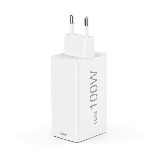 HAMA Комплект Бързо зарядно и кабел за зареждане, 100 W GaN, 2x USB-C PD, 1x USB-A QC 