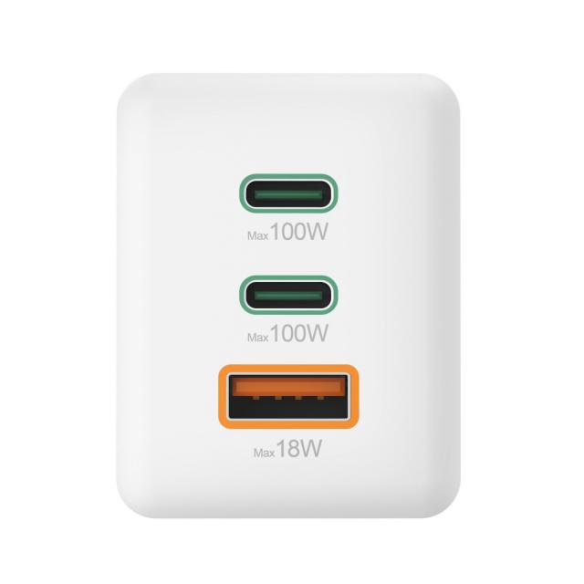 HAMA Комплект Бързо зарядно и кабел за зареждане, 100 W GaN, 2x USB-C PD, 1x USB-A QC 