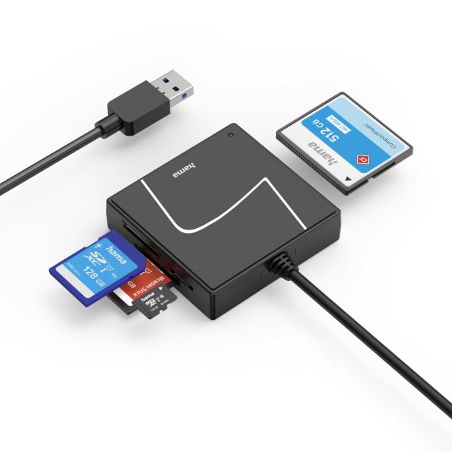 HAMA Четец за карти USB, USB-A, с USB-C адаптер, USB 3.2 Gen1, SD/micro-SD/CF/MS 