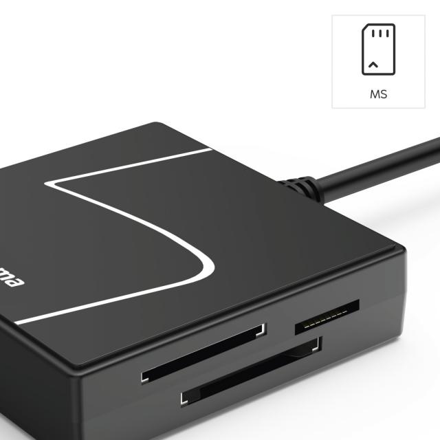 HAMA Четец за карти USB, USB-A, с USB-C адаптер, USB 3.2 Gen1, SD/micro-SD/CF/MS 