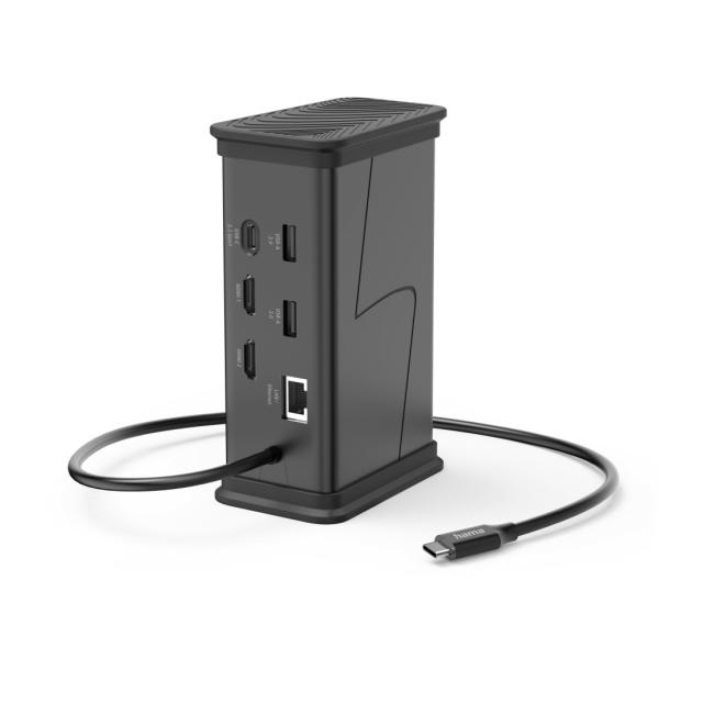 HAMA Докинг станция USB-C "Connect2Office Black", 9 порта, 2x HDMI™, USB-A, USB-C, LAN 