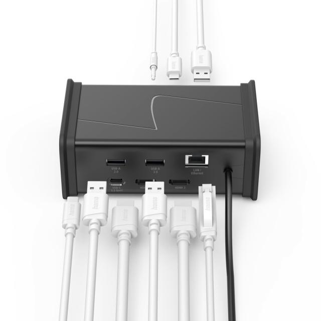 HAMA Докинг станция USB-C "Connect2Office Black", 9 порта, 2x HDMI™, USB-A, USB-C, LAN 