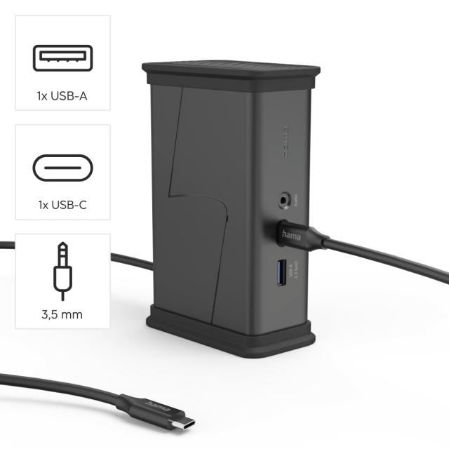 HAMA Докинг станция USB-C "Connect2Office Black", 9 порта, 2x HDMI™, USB-A, USB-C, LAN 