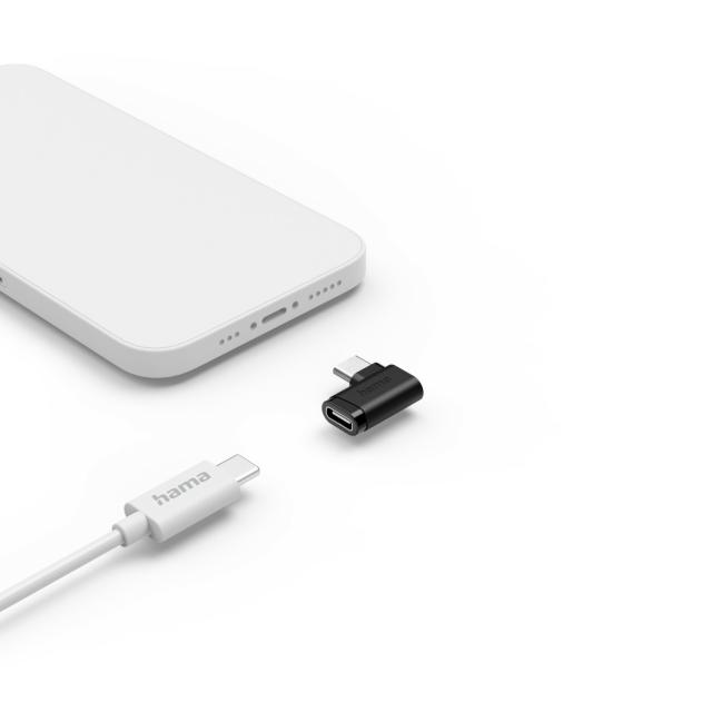 HAMA Адаптер 90°C USB-C, USB 3.2 Gen2, 10 Gbit/s, 5 A, 240 W, комплект от 2 