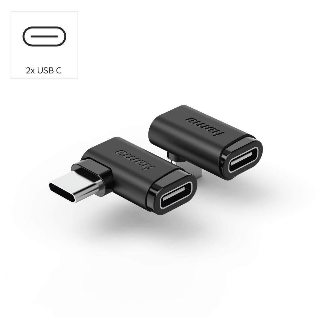 HAMA Адаптер 90°C USB-C, USB 3.2 Gen2, 10 Gbit/s, 5 A, 240 W, комплект от 2