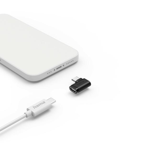 HAMA Адаптер 90°C USB-C, USB 3.2 Gen2, 10 Gbit/s, 5 A, 240 W, комплект от 2 