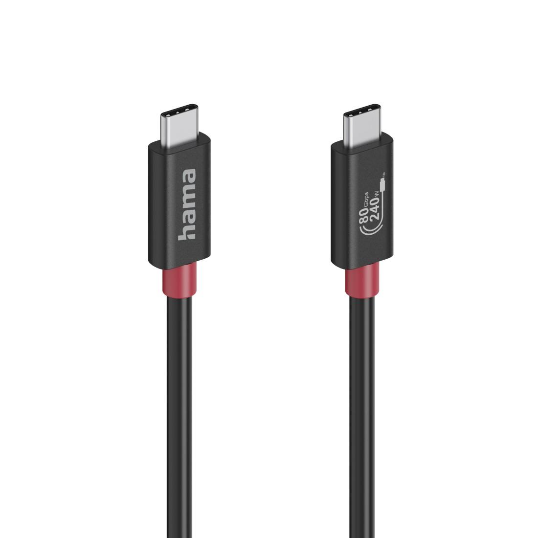 HAMA Кабел USB-C еMarker, USB 4 Gen 4, 80 Gbit/s, 1 м, 5 A, 240 W ,черен