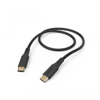 HAMA Кабел за зареждане "Flexible", USB-C - USB-C, 1.5 м, силиконов, черен