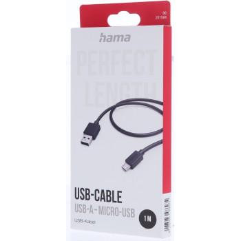 Hama Charging Cable, USB-A - Micro-USB, 1 m, black 