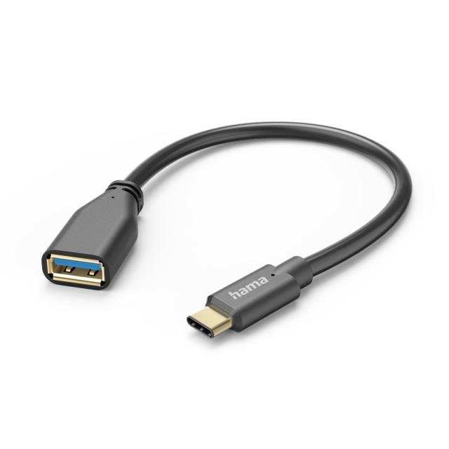 Hama USB Adapter Cable, OTG, USB-C Plug - USB-A Socket, 15 cm, black 