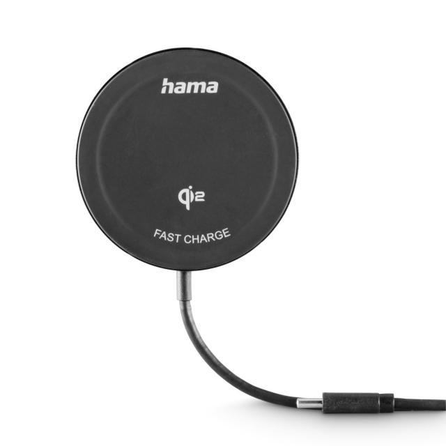 Hama Wireless Qi2 Charger, Inductive Charging Pad, Fast Charging, 15 W, black 