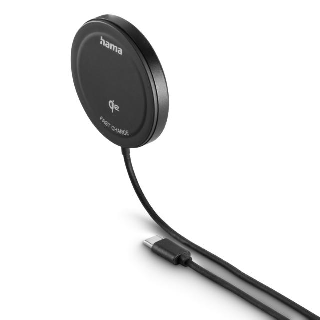 Hama Wireless Qi2 Charger, Inductive Charging Pad, Fast Charging, 15 W, black 
