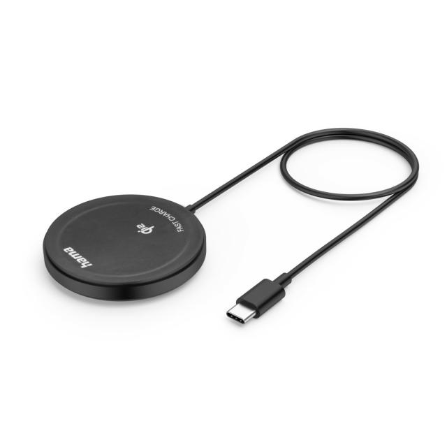 Hama Wireless Qi2 Charger, Inductive Charging Pad, Fast Charging, 15 W, black 