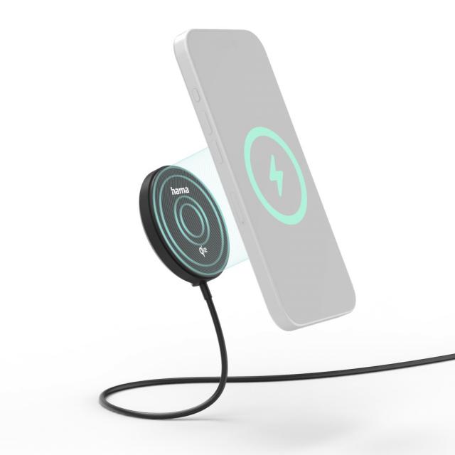 Hama Wireless Qi2 Charger, Inductive Charging Pad, Fast Charging, 15 W, black 