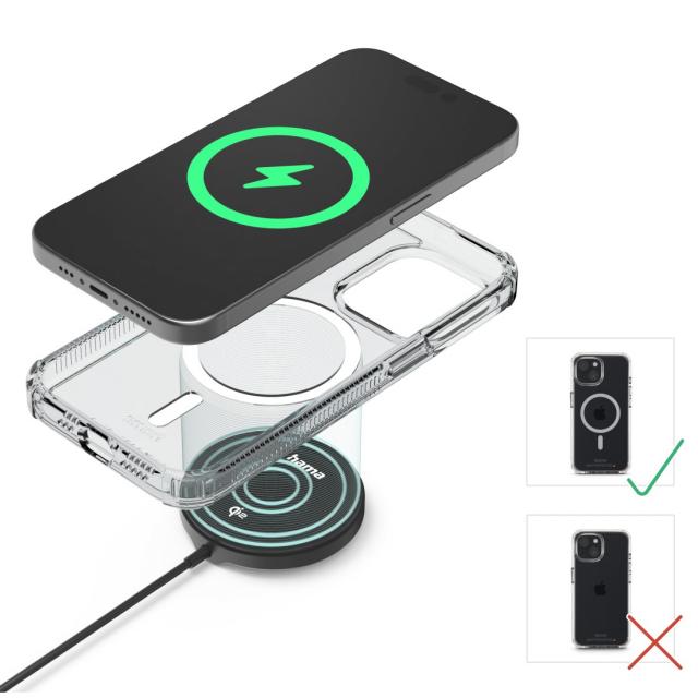 Hama Wireless Qi2 Charger, Inductive Charging Pad, Fast Charging, 15 W, black 