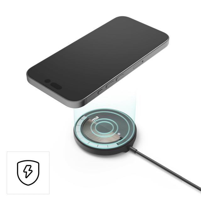 Hama Wireless Qi2 Charger, Inductive Charging Pad, Fast Charging, 15 W, black 