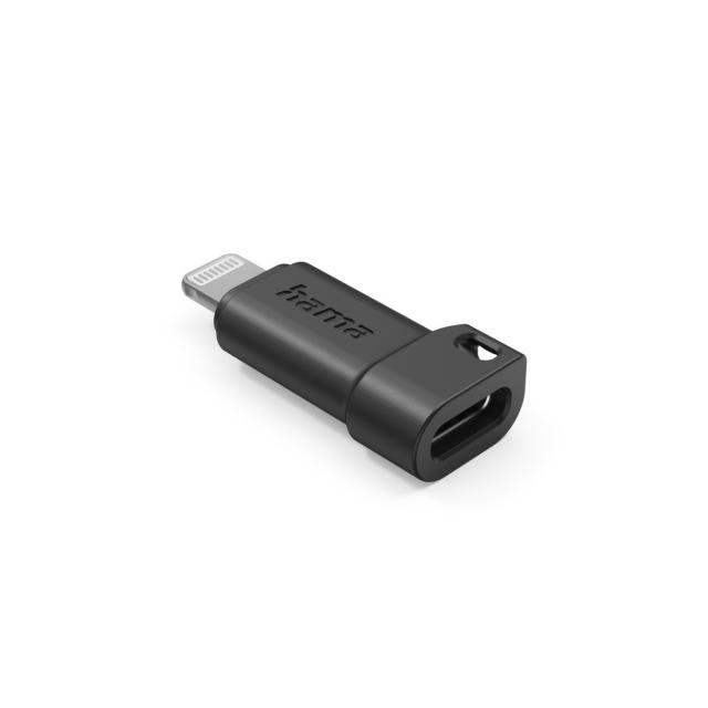Hama USB-C Adapter to Apple Lightning Plug, MFI, black 