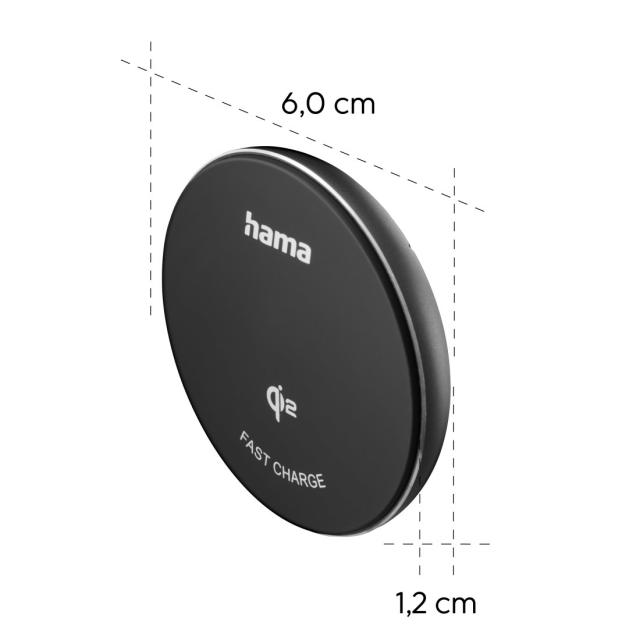 Hama Wireless Qi2 charger, inductive fast charging at the desk etc., 15 W 