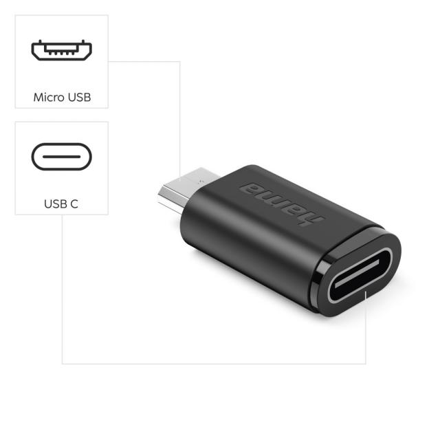 HAMA Адаптер 90°C USB-C - Micro-USB, 3 бр. в комплект 