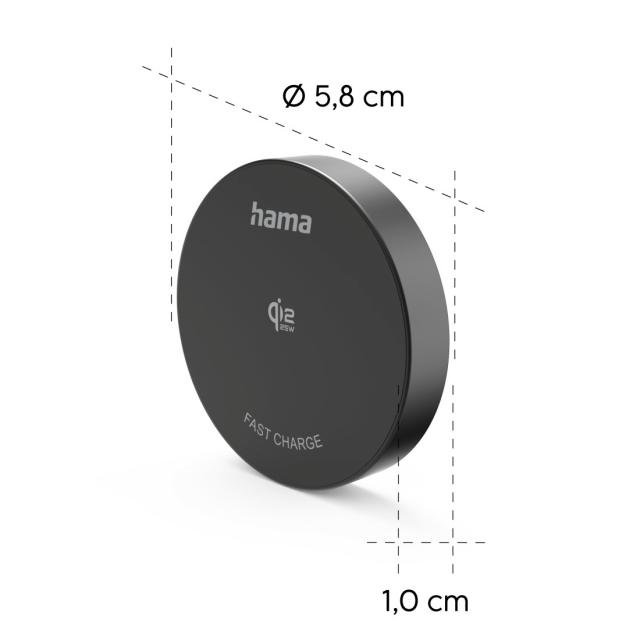 HAMA Безжично зарядно устройство Qi2 25W, бързо зареждане, черно 