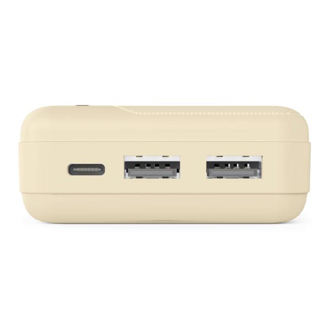 HAMA Външна батерия "Pocket 20", 20000 mAh, Изходи: 2x USB-A, бежов 