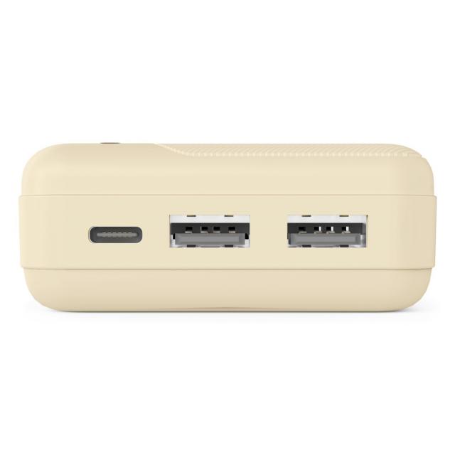 HAMA Външна батерия "Pocket 20", 20000 mAh, Изходи: 2x USB-A, бежов 
