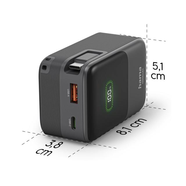 HAMA Външна батерия "Roll Up", 10000 mAh, 20W 