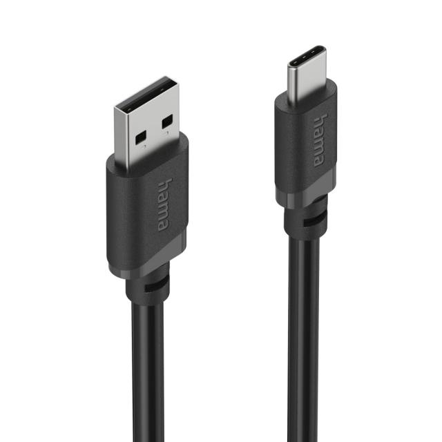 HAMA Кабел USB-A - USB-C, 2 м, черен 