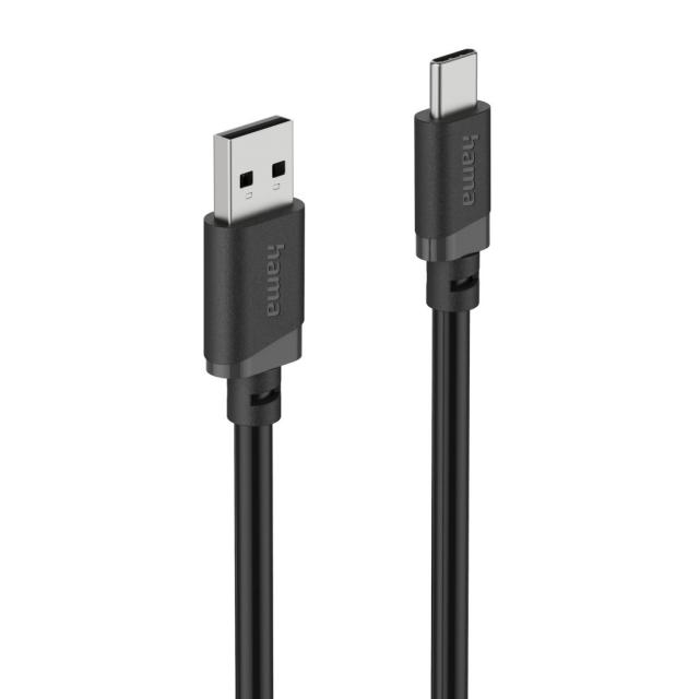 HAMA Кабел USB-A - USB-C, 2 м, черен 