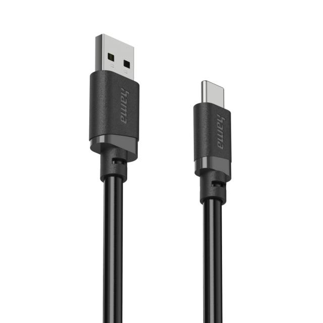 HAMA Кабел USB-A - USB-C, 2 м, черен 