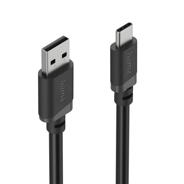 HAMA Кабел USB-A - USB-C, 2 м, черен 