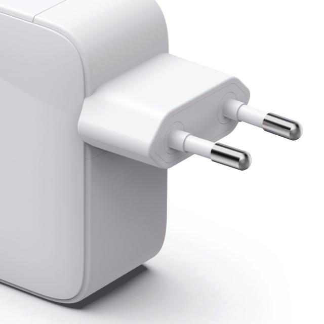 HAMA Бързо зарядно, 65 W, GaN, 2x USB-C, с разтегателен кабел 0.7м, бял 