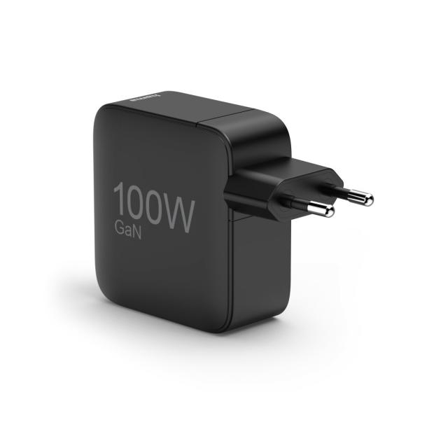 HAMA Бързо зарядно GaN, 2x USB-C, 1x USB-A, PD, 100 W, черно 