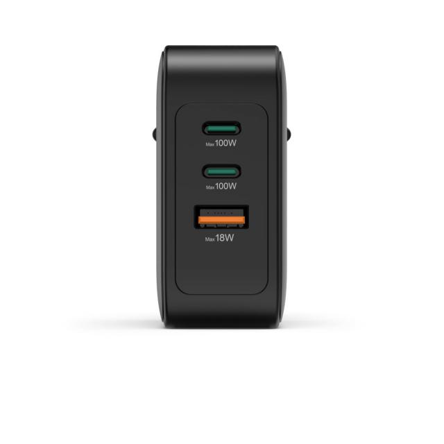 HAMA Бързо зарядно GaN, 2x USB-C, 1x USB-A, PD, 100 W, черно 