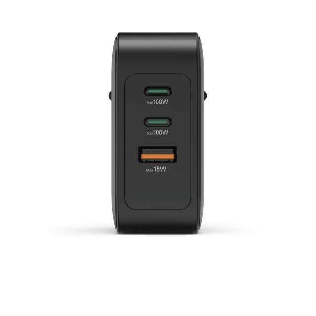HAMA Бързо зарядно GaN, 2x USB-C, 1x USB-A, PD, 100 W, черно 