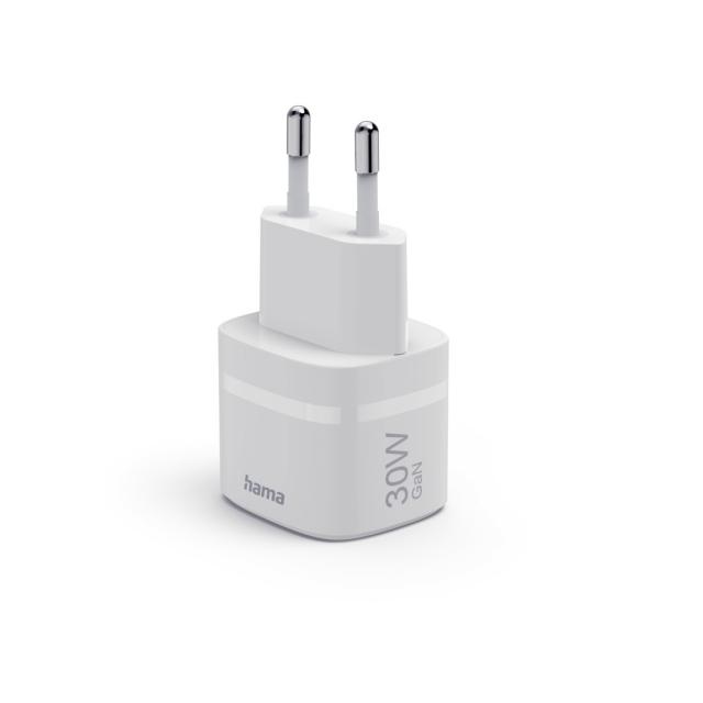 HAMA Зарядно устройство, 30 W, GaN, USB-C, PD/Qualcomm®, Zero Standby, бяло 