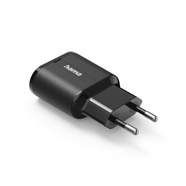 Зарядно HAMA 220V, 2 x USB-A, 12W, Черен 