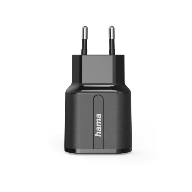 Зарядно HAMA 220V, 2 x USB-A, 12W, Черен 
